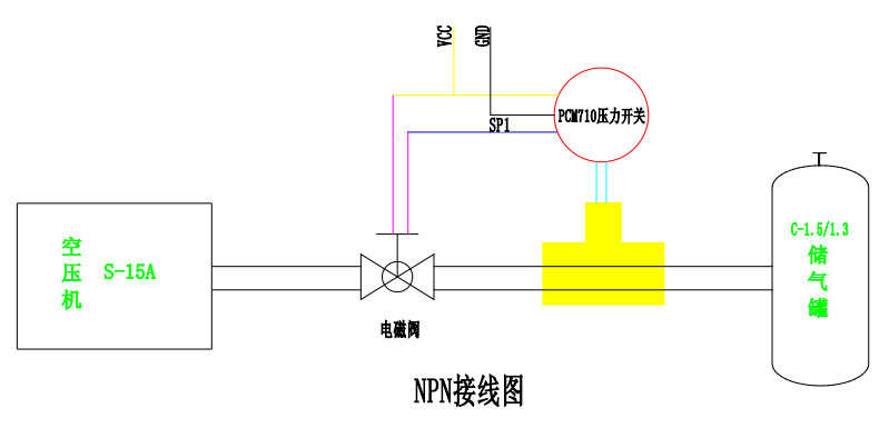 智能壓力開關(guān)NPN接線圖